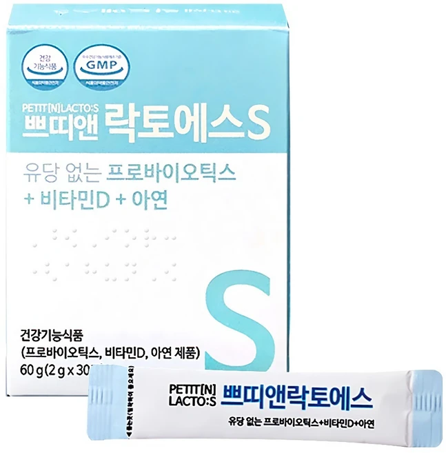 쁘띠앤 락토에스 100억 프로바이오틱스 신바이오틱스 아기 유당없는 유산균 30p, 60g, 1개 - 쿠팡