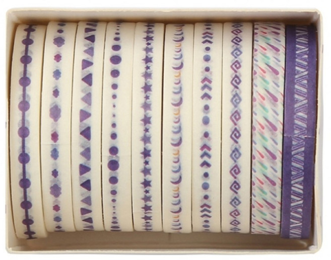 셀링뉴 아트스핀 울타리 다꾸 마스킹 종이 테이프 10종 세트 5mm x 2m, 보라, 1세트