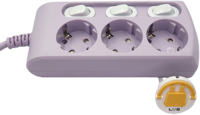 러그 개별 일반 멀티탭 3구, 150cm, 퍼플핑크, 1개