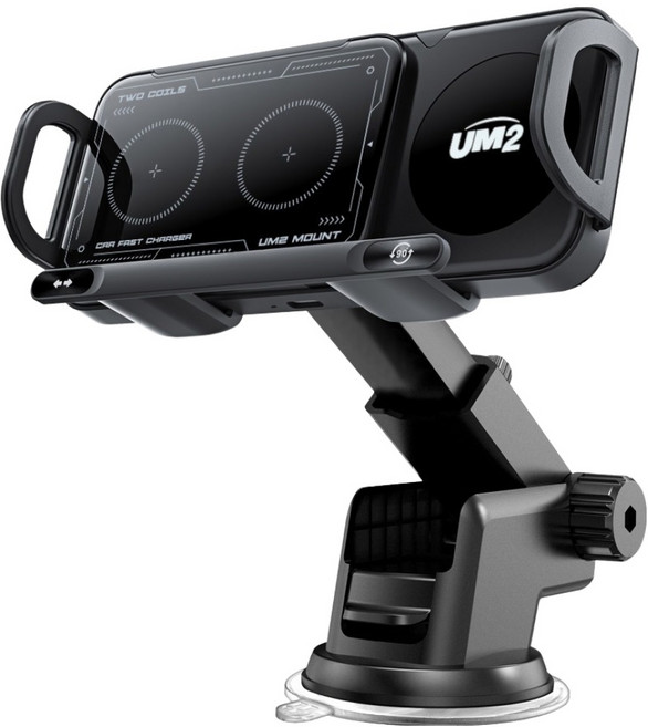 유엠투 차량용 15W 듀얼코일 Z폴드 / Z플립 고속 무선 충전 거치대, 단일