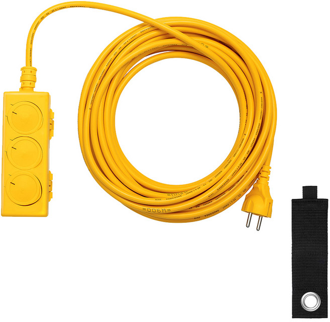 가가넷 신성 산업용 3구 멀티탭 10호 + 고리형 벨크로타이 세트, 노랑, 1세트, 9m