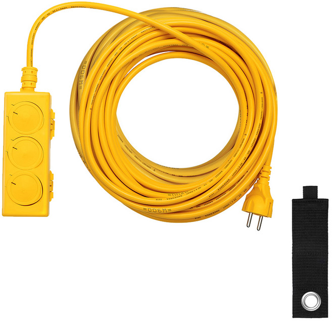 가가넷 신성 산업용 3구 멀티탭 30호 + 고리형 벨크로타이 세트, 노랑, 1세트, 26m