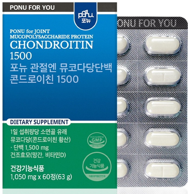 pOnu 蛋白聚醣補充錠 1500mg, 1個, 60顆