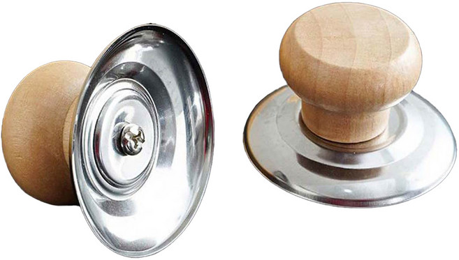 썸즈마인 기본 냄비 뚜껑 우드척 손잡이, 스테인레스, 2개