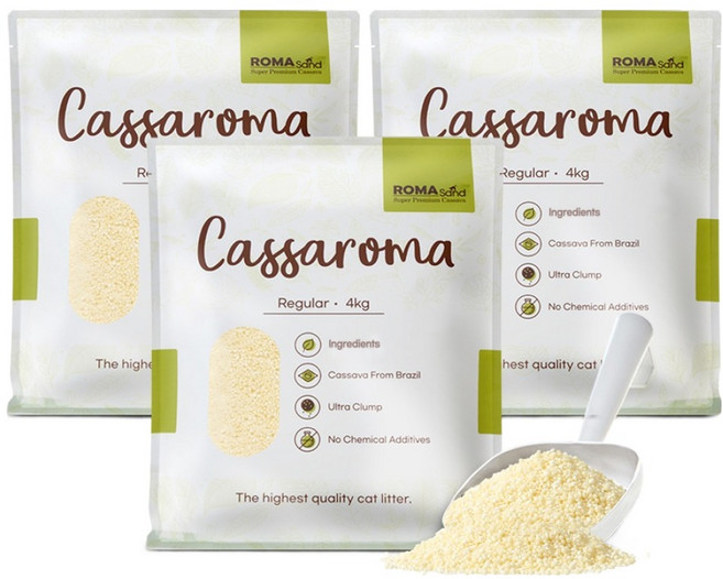 로마샌드 카사로마 레귤러 응고형 고양이 모래 혼합입자, 3개, 4kg, 무향
