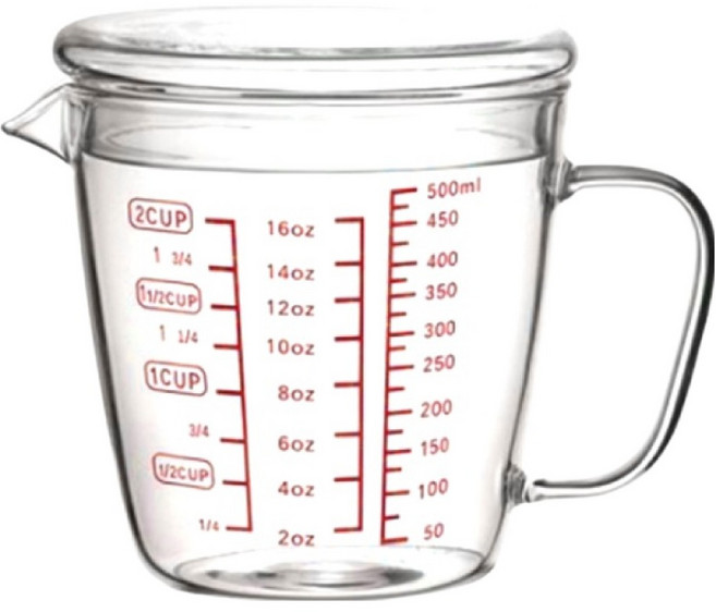 코코비아 내열유리 뚜껑 계량컵, 투명, 1개, 500ml