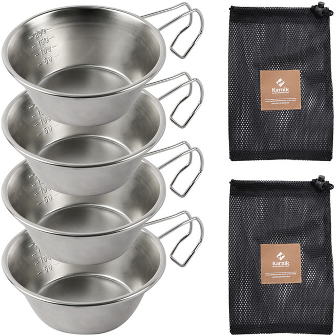 카르닉 캠핑 시에나컵 300ml 4p + 파우치 2p 세트, 혼합색상, 2세트