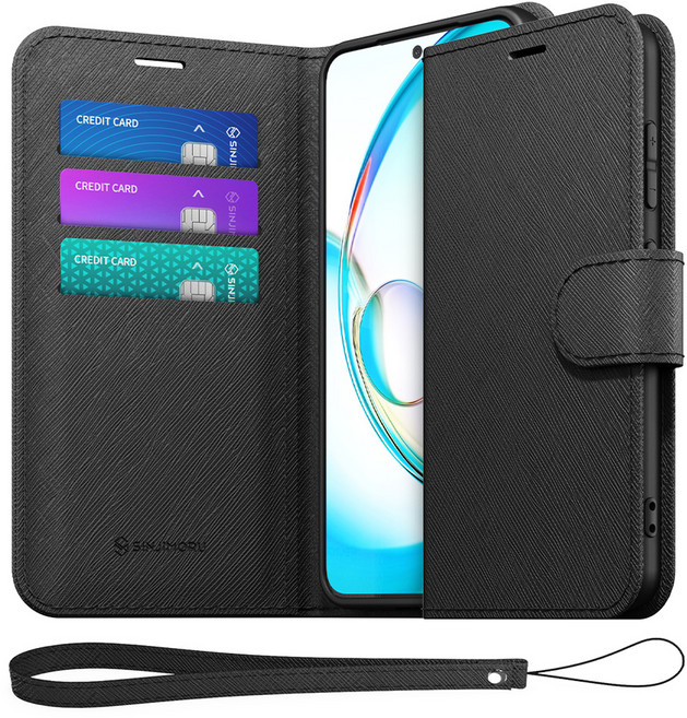 신지모루 마그네틱 가죽지갑 다이어리 휴대폰 케이스 + 핸드 스트랩 세트