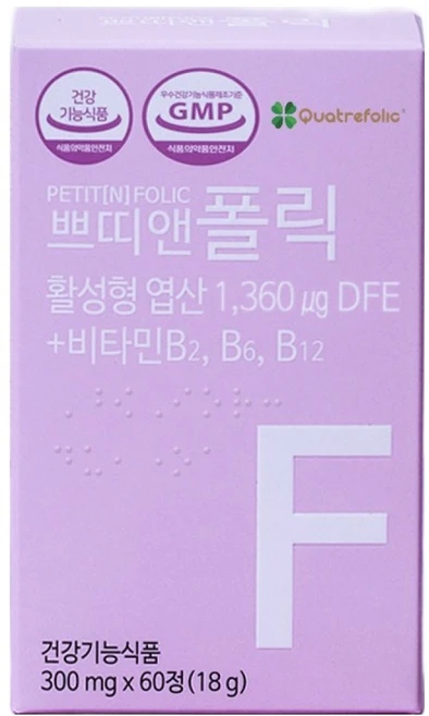 쁘띠앤 폴릭 활성엽산 비타민B 18g, 60정, 1개 - 쿠팡