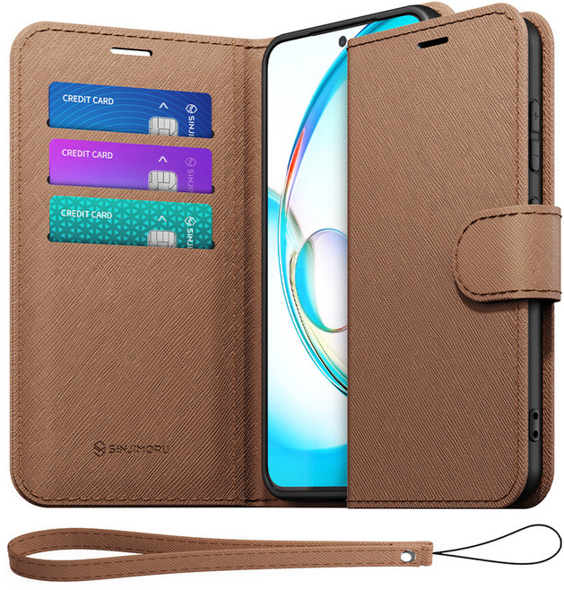 신지모루 마그네틱 가죽지갑 다이어리 휴대폰 케이스 + 핸드 스트랩 세트