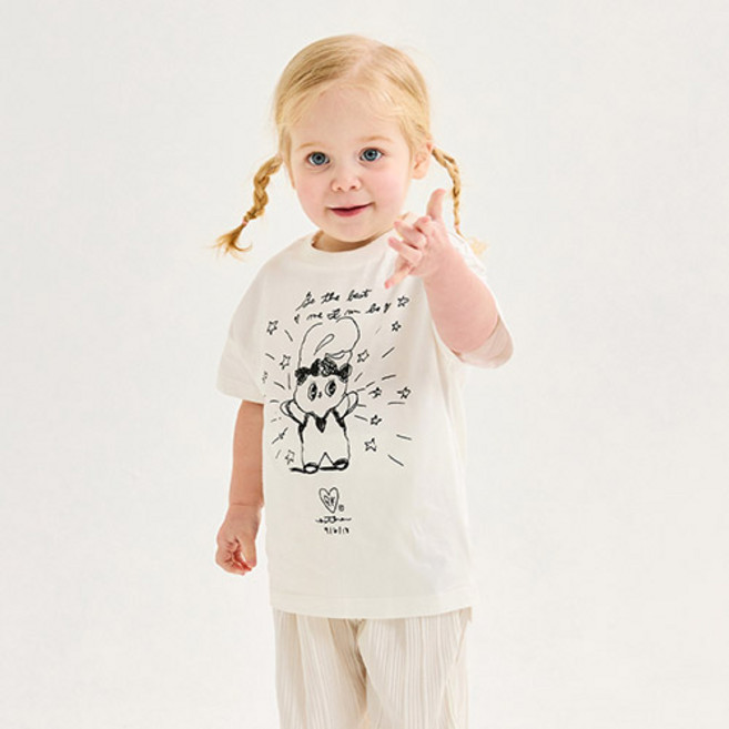 milkmile Esther Bunny 女童款 我與媽媽 閃亮光束 女兒 短袖T恤