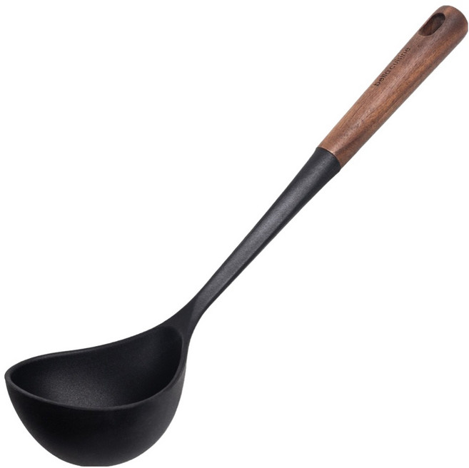 벨라쿠진 월넛우드 실리콘 국자, 블랙, 1개