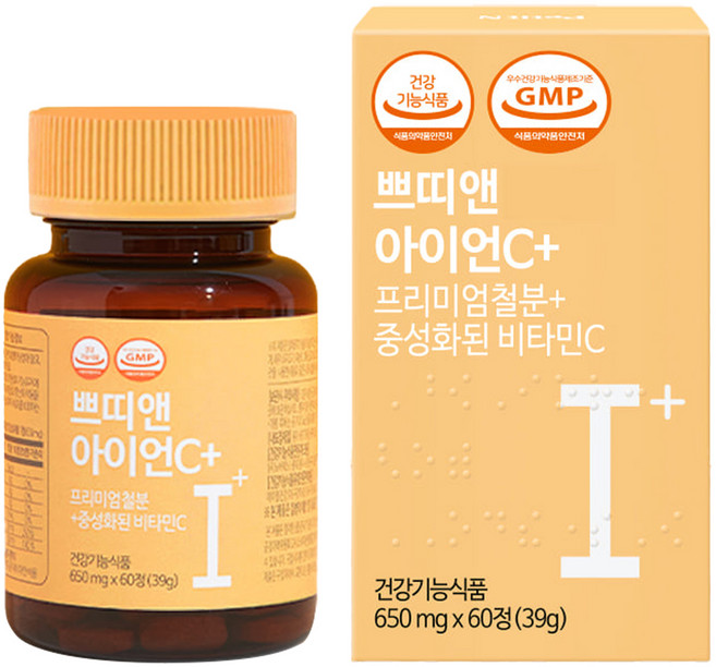 쁘띠앤 아이언씨+ 프리미엄 철분 중성화된 비타민씨 영양제, 60정, 1개