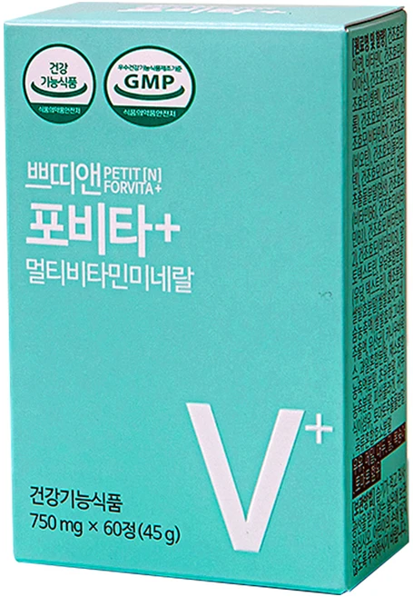 쁘띠앤 포비타 플러스 멀티비타민 미네랄, 1개, 60정 - 쿠팡