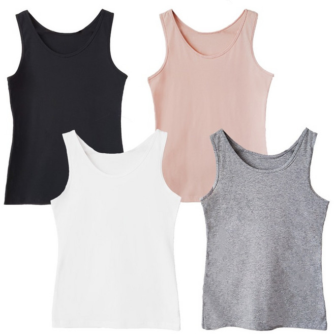 올리비아바비 국내생산 베이직 면 스판 나시 4p