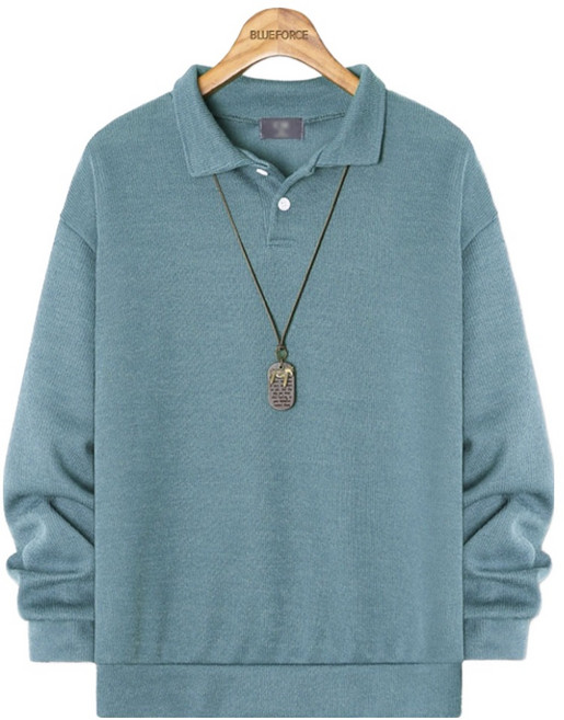 블루포스 남성용 더프닐 니트 카라 무지 기본 긴팔 맨투맨