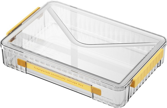 틴코 편지 보관함 문서 정리 A4 서류 파일 투명 수납 케이스, 옐로우, 1개