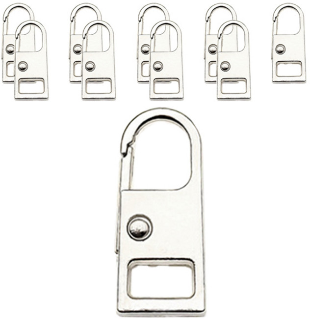 키밍 셀프 수선 만능 지퍼 고리 소형, 10개, 실버