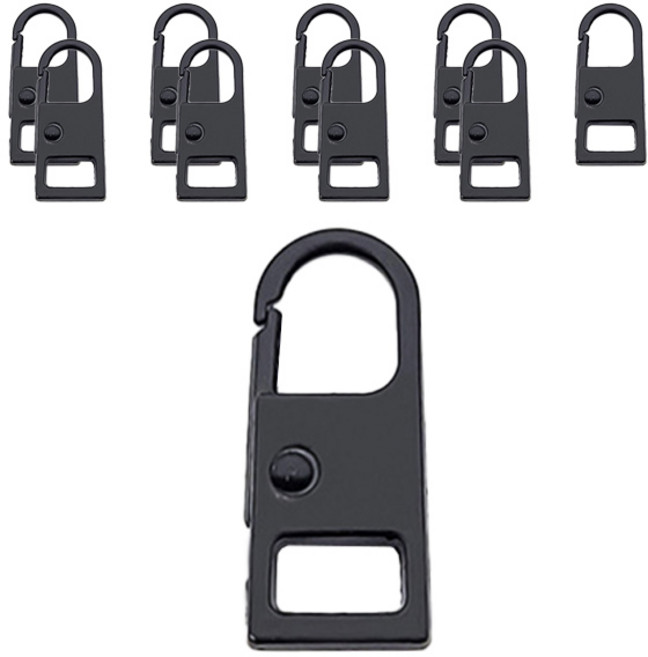 키밍 셀프 수선 만능 지퍼 고리 소형, 10개, 블랙