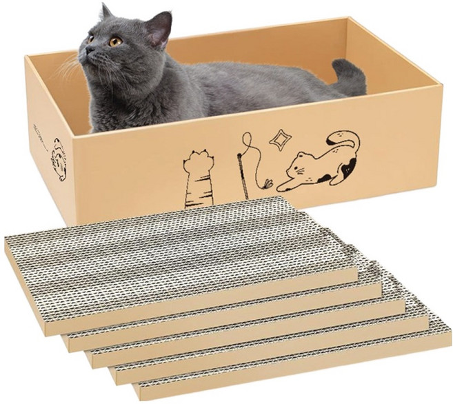 랜보어 고양이 평판 교체형 박스 스크래쳐, 베이지, 1개