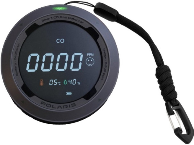 폴라리스캠프 캠핑 일산화탄소 감지 경보기, 그레이, 1개