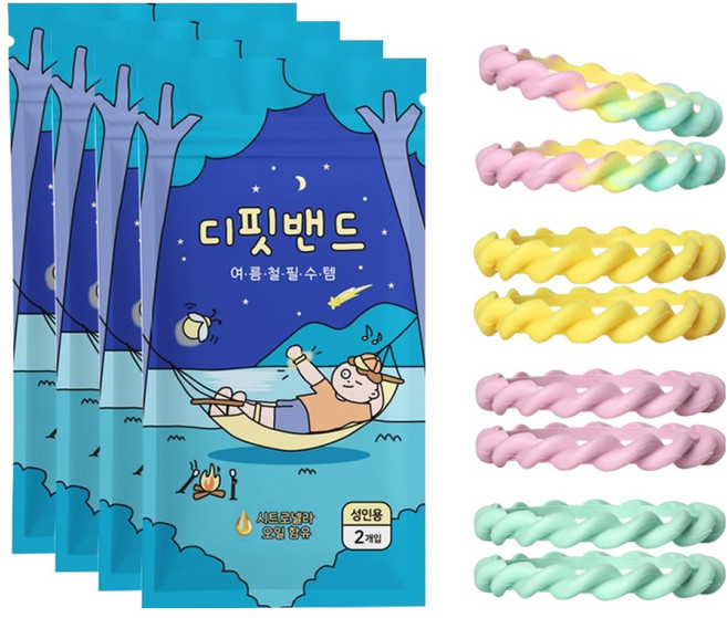 디핏밴드 국내제조 성인용 썸머밴드 L 2P 파스텔 + 민트 + 핑크 + 옐로우, 12g, 4개
