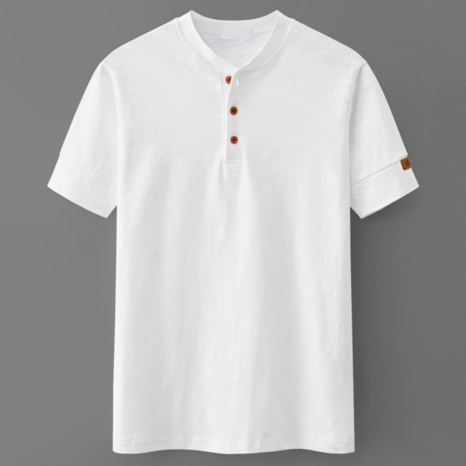 엠엔씨 남녀공용 가죽와펜 헨리넥 통기성 반팔 티셔츠 MDST790RR