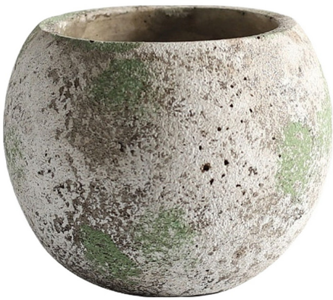 비레오 빈티지 플랜트 팟 원형 화분, 그린마블, 1개