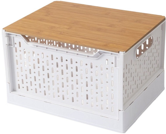 따봉오빠 캠핑 접이식 우드 상판 수납 박스 JNHA1746, 화이트B, 1개, 1단