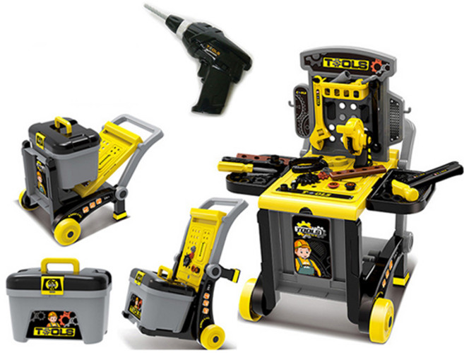 유닛키즈 디럭스 카트 공구 놀이 + 전동드릴 세트, 혼합색상, 1세트