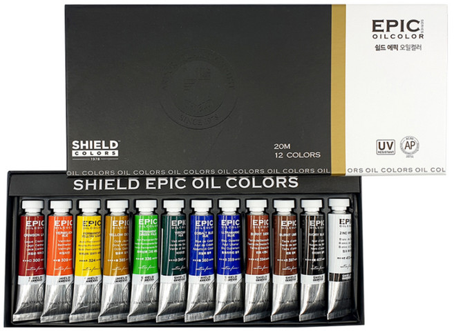 쉴드 에픽 전문가용 유화물감, 20ml, 12색