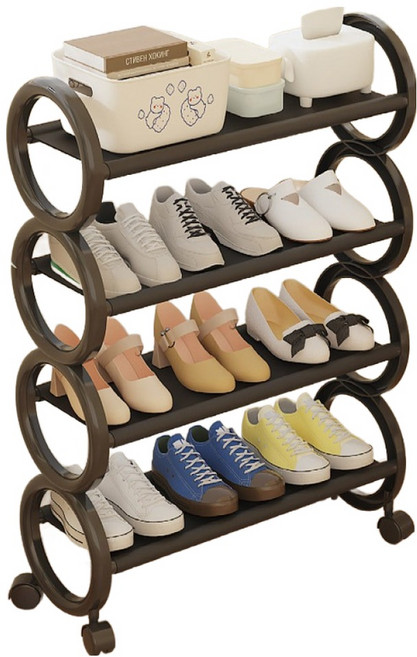 써클 4단 이동식 신발 정리대, 1개, 블랙