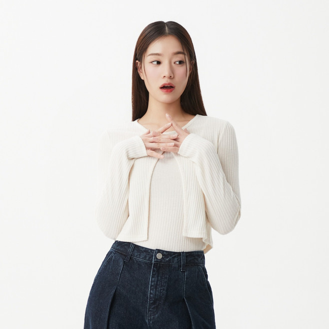 플라스틱아일랜드 여성용 컷아웃 티셔츠 + 슬리브리스 탑 세트 PR2CL865