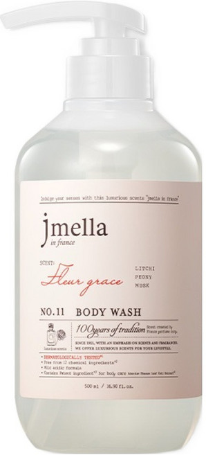 제이멜라 인 프랑스 플뢰르 그레이스 바디 워시 리치 앤 피오니향, 500ml, 1개