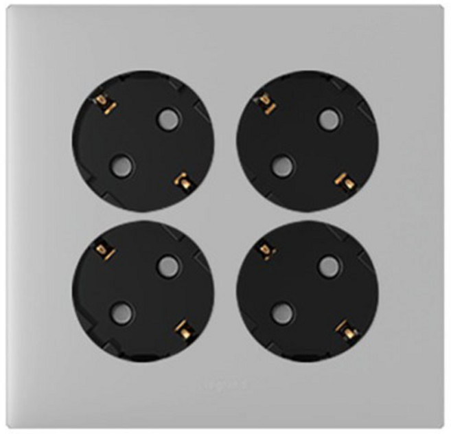 르그랑 아펠라 Simple 45도 핀타입 4구 매입 콘센트 실버, 1개