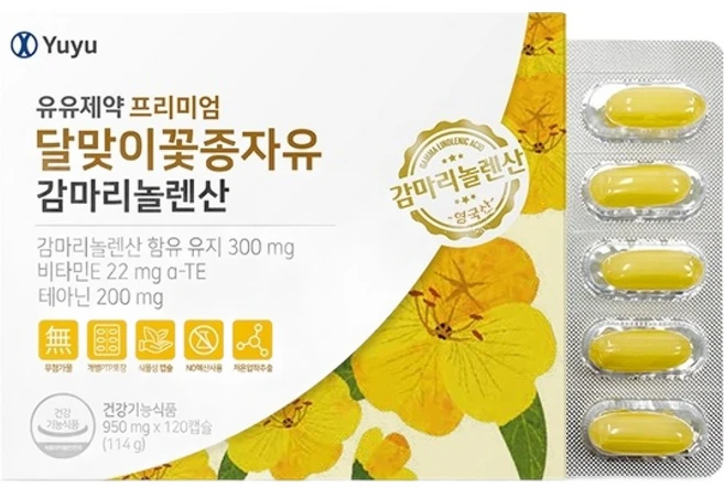 유유제약 프리미엄 달맞이꽃종자유 감마리놀렌산 114g, 120정, 1개 - 쿠팡