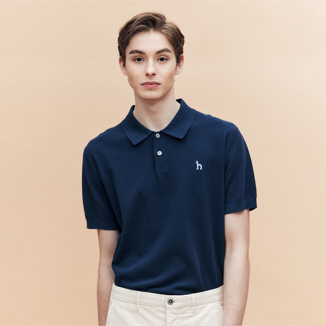 헤지스 남성용 썸모어 면강연 마이크로 조직 카라 니트