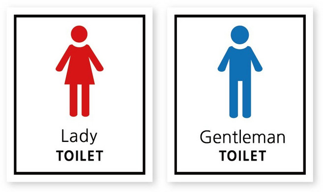 연두앵두 화장실 안내판 남성 컬러 S 12 x 13 cm + 여성 컬러 S 12 x 13 cm 세트 C01, 1세트, Gentleman TOILET / Lady TOILET