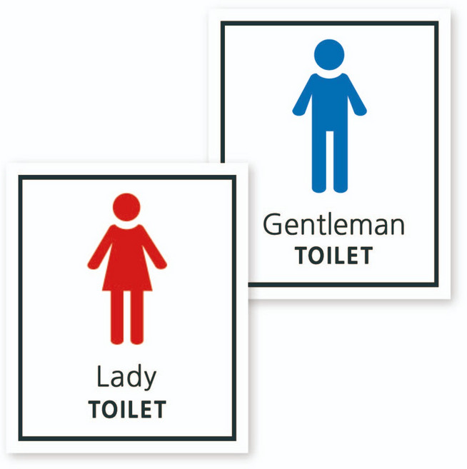 Yeonduaengdu 廁所指示牌 男性 彩色 L 16 x 18 cm + 女性 彩色 L 16 x 18 cm 套組 C03, 1套, Gentleman TOILET / Lady TOILET