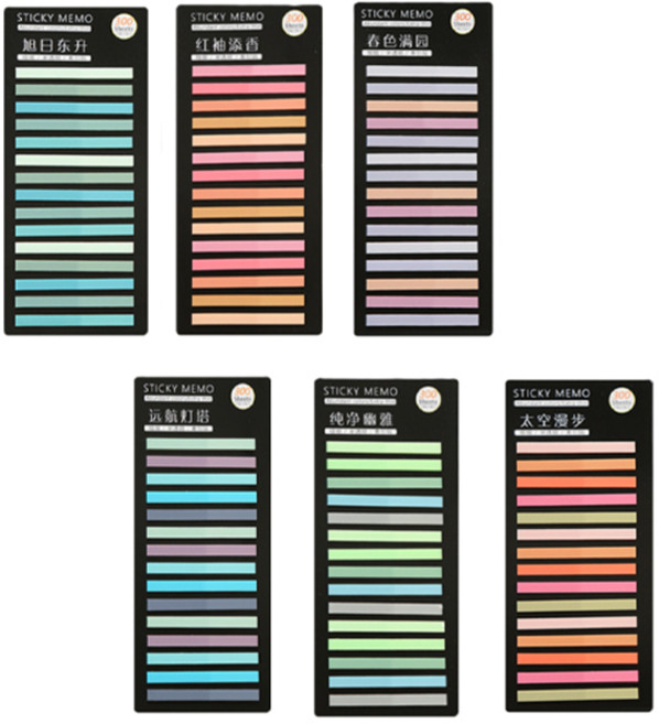 더깔끔 하이라이트 하프 인덱스 점착 스티커 6종 세트, 혼합색상, 1800매, 1세트