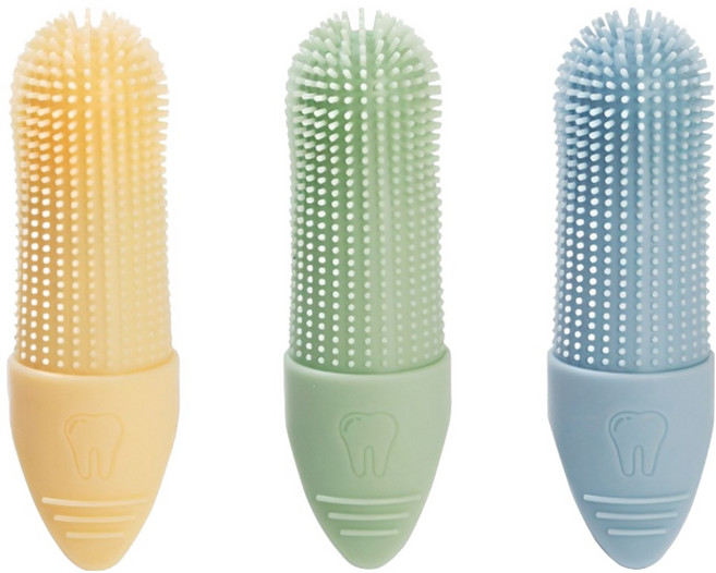 MAAH 반려동물 365도 실리콘 손가락 칫솔 3종 세트 PTC-13, 1세트, 혼합