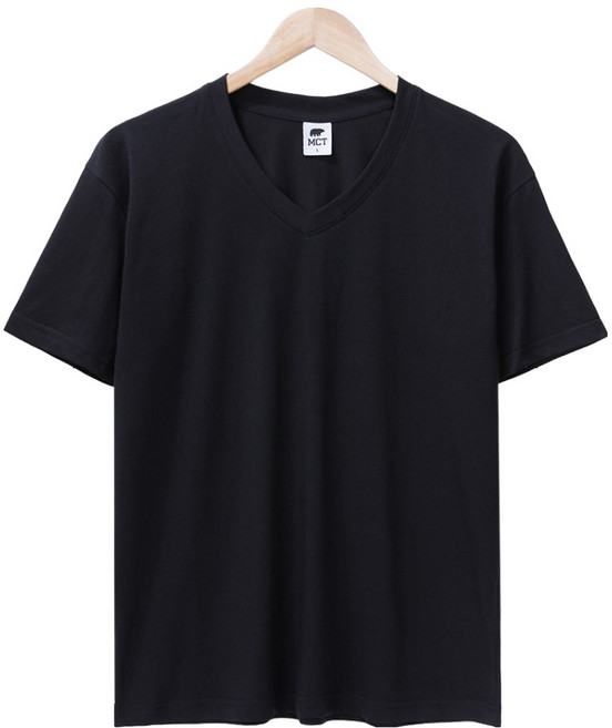엠씨티 남녀공용 통기성 심플 브이넥 빅사이즈 반팔 티셔츠