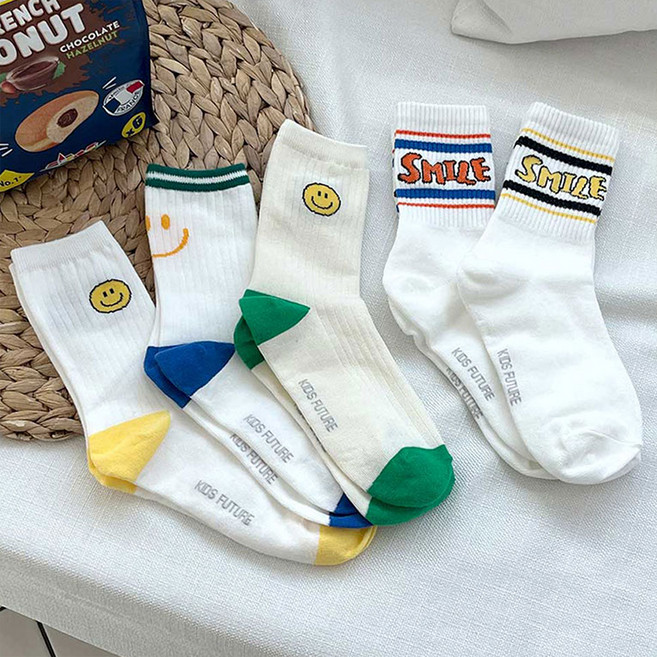 키즈퓨처 아동용 프리스타일 중목 양말 5종 세트