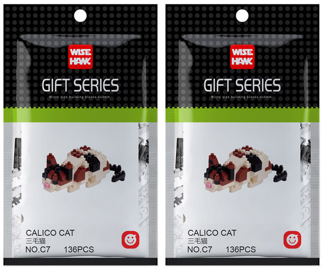 나노블럭 아토나노 삼색고양이 C7wh, 2개