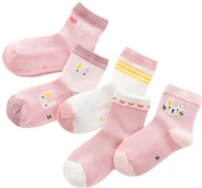 베베니즈 아동용 라인 배색 포인트 양말 5종 세트