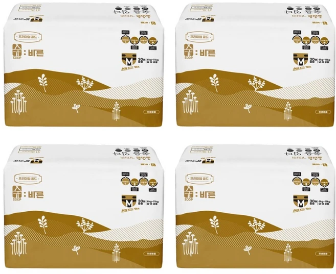 숲바른 프리미엄 골드 기저귀 밴드, 중형(M), 120매 - 쿠팡