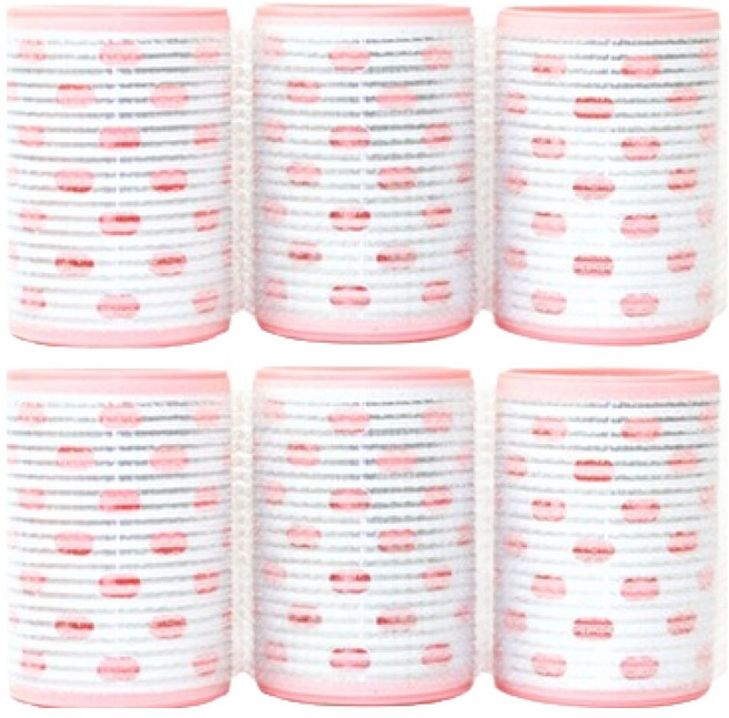 버블톡 알루미늄 헤어롤 특대, 6개, 연핑크