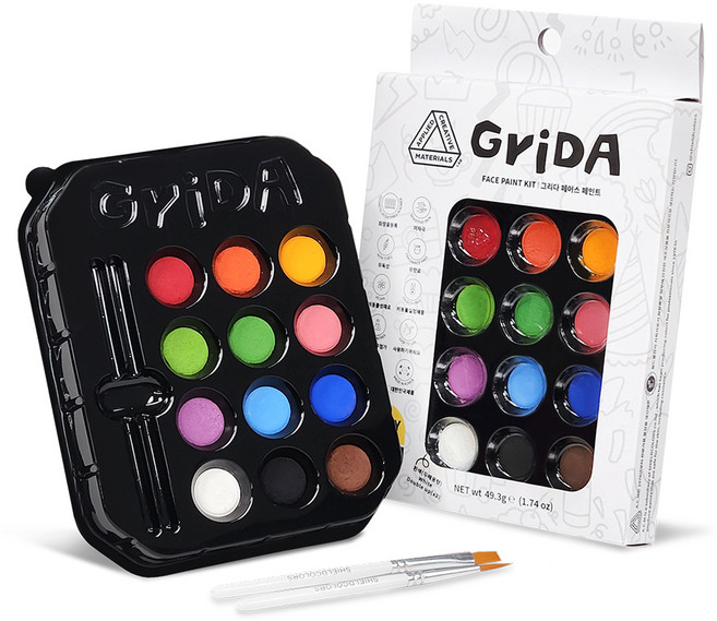 그리다 페이스 페인트 파티팩, 49.3g, 12색