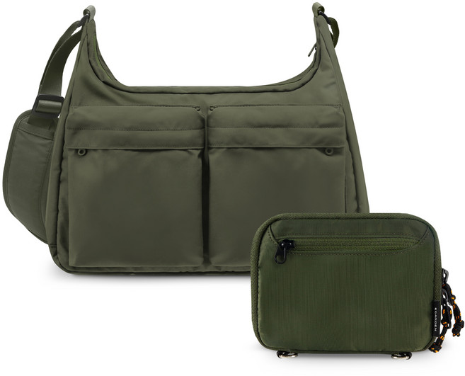 EGARDEN 旅行者斜背包 + 護照套組, 卡其色(斜背包), 卡其色(護照套)