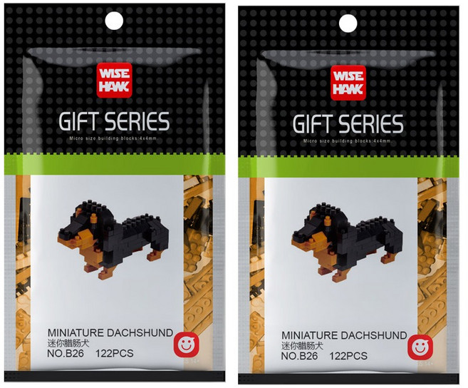 와이즈호크 나노블럭 아토나노 미니닥스훈트 B26wh, 혼합색상, 2개